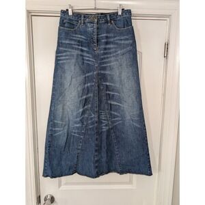 Next Denim Maxi Skirt UK 8 EU‎ 38 Long Jean Skirt Button Front modest cotton